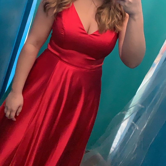 Red prom dress size 11 with leg slit! - Picture 2 of 4